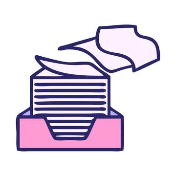 Cute cartoon of a stack of office papers in bright neon color Stock Illustration