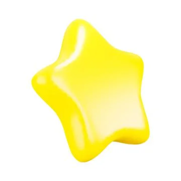 Cute Cartoon Star Side View. Yellow 3D Star Isolated on White Background. Vector 库存插图