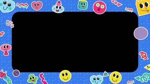Cute Cartoon Sticker Border Loop with Copy Space Stock Footage 345308316