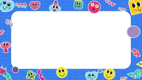 Cute Cartoon Sticker Border Loop with Copy Space Stock Footage 345317739