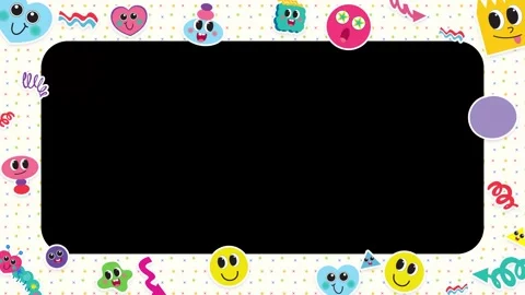 Cute Cartoon Sticker Border Loop with Rounded Frame for Copy Space Stock Footage 346569962