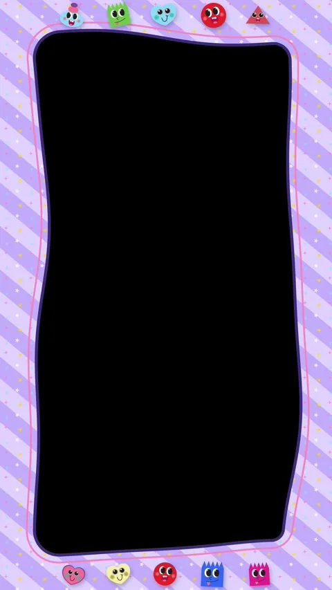 Cute Cartoon Sticker Border with Vertical Video Frame Overlay Stock Footage 346114655