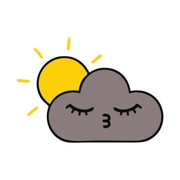 Cute cartoon storm cloud and sun Illustrazione stock