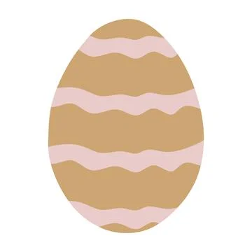 Cute Cartoon Style Vector Easter egg decorated with stripes, ornaments for .. Stock Illustration