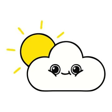 Cute cartoon sun and cloud Stock Illustration