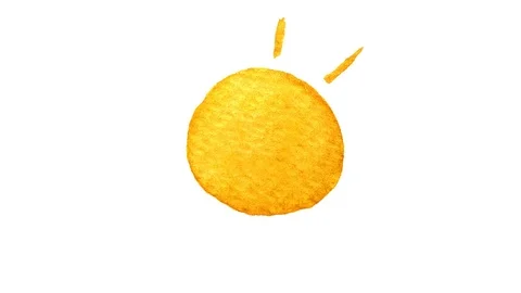 Cute cartoon sun. Hand drawn watercolor illustration. Watercolour drawing Stock Footage 70956531
