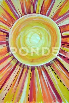 Cute cartoon sun. Hand drawn watercolor illustration Stock Photos