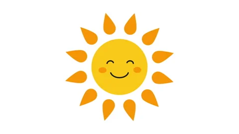 Cute cartoon sun with happy smiling face in simple kawaii doodle style 4k Stock Footage 263358853