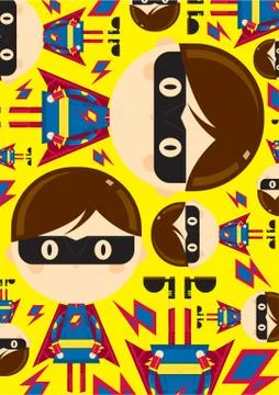 Cute Cartoon Superhero Pattern Stock-Illustration