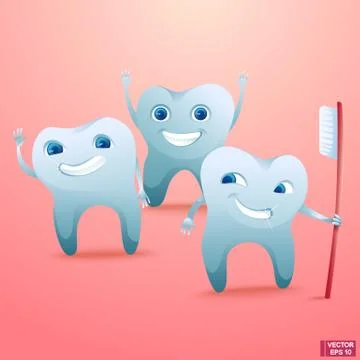 Cute cartoon teeth Stockillustratie