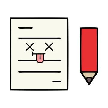 Cute cartoon test paper Illustrazione stock