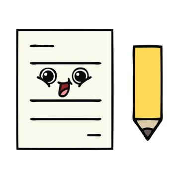 Cute cartoon test paper Illustrazione stock