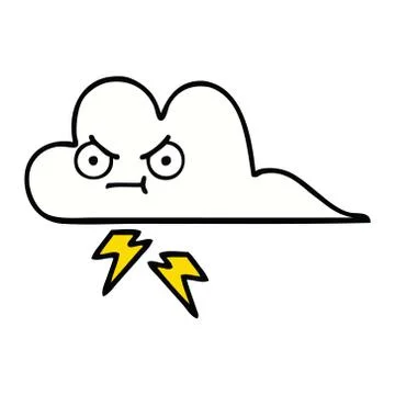 Cute cartoon thunder cloud Stock Illustration