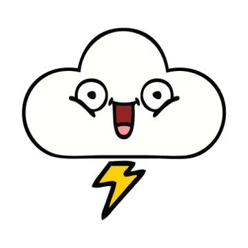Cute cartoon thunder cloud Stock Illustration