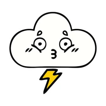 Cute cartoon thunder cloud Stock Illustration