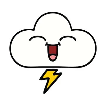 Cute cartoon thunder cloud Illustrazione stock
