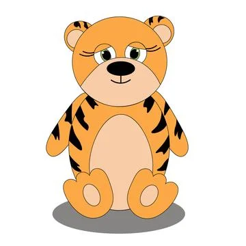 Cute cartoon tiger. Design element or template. Flat illustration. Vector Illustrazione stock