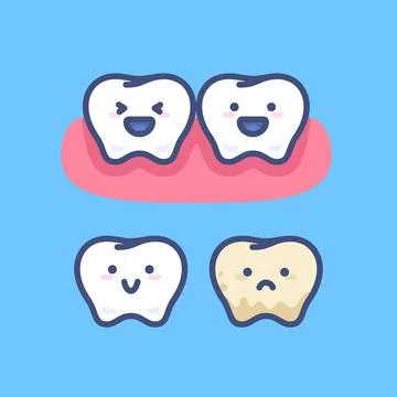 Cute Cartoon Tooth Characters Stock Illustration