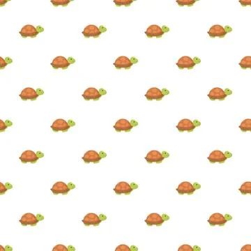 Cute cartoon tortoise pattern on white background Stock Illustration