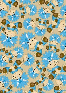 Cute Cartoon Triceratops Dinosaur Pattern Stock Illustration