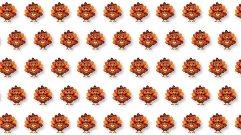 Cute Cartoon Turkey Pattern Loop Seamless Thanksgiving Background Animation. Stock Footage 348130358