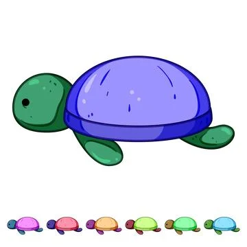 Cute cartoon turtle bath toy playing children Stock Illustration
