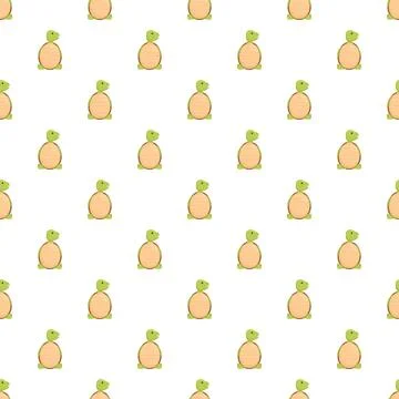 Cute cartoon turtle characters creating seamless pattern Stock Illustration