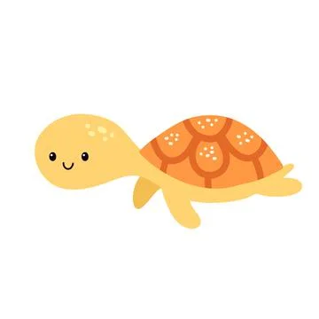 Cute cartoon turtle isolated on white background. Vector illustration for kids Stock Illustration