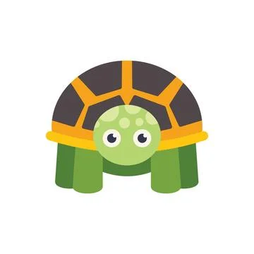 Cute cartoon turtle looking forward with big eyes Illustrazione stock