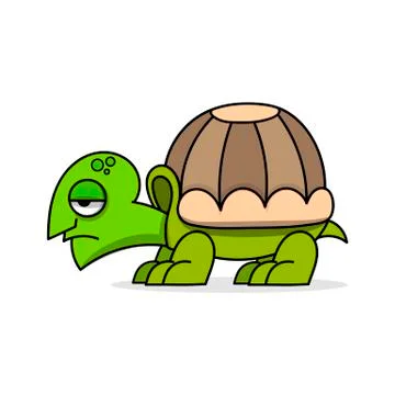 Cute cartoon turtle vector illustration on white background. Poster template. Stock Illustration