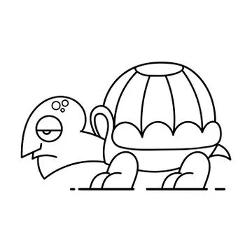 Cute cartoon turtle vector illustration on white background. Poster template. Illustrazione stock