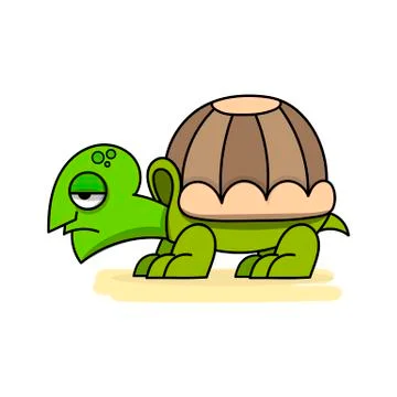 Cute cartoon turtle vector illustration on white background. Poster template. Stock Illustration