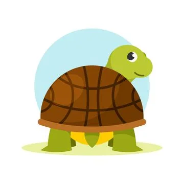 Cute cartoon turtle. Vector illustration in flat style Stock Illustration