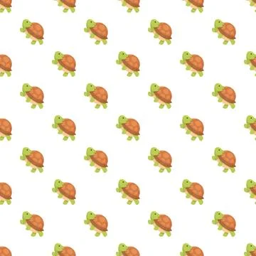Cute cartoon turtles creating seamless pattern background Stock Illustration