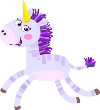 Cute cartoon unicorn. Flat vector illustration. Stock Illustration