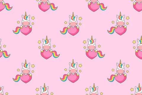 Cute Cartoon Unicorn Pattern. Stock Illustration