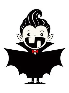Cute Cartoon Vampire with Bat Wings Stock Illustration