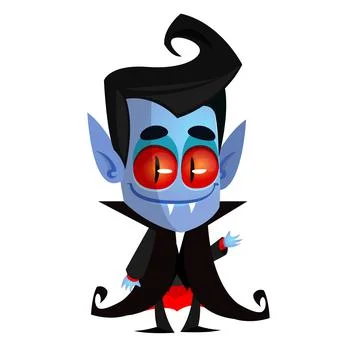 Cute cartoon vampire smiling. Vector illustration isolated Stock Illustration