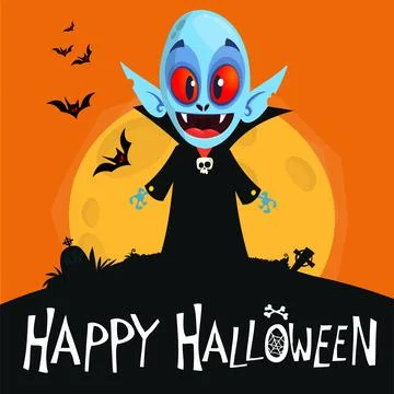 Cute cartoon vampire smiling. Vector illustration isolated Stock Illustration