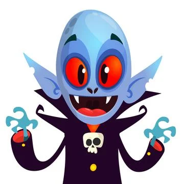 Cute cartoon vampire smiling. Vector illustration isolated Stock Illustration