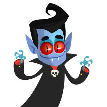 Cute cartoon vampire smiling. Vector illustration isolated Stock Illustration
