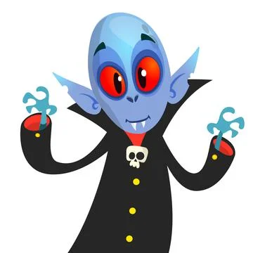 Cute cartoon vampire smiling. Vector illustration isolated Stock Illustration