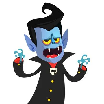Cute cartoon vampire smiling. Vector illustration isolated Stock Illustration