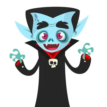 Cute cartoon vampire smiling. Vector illustration isolated Stock Illustration