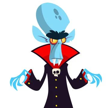 Cute cartoon vampire smiling. Vector illustration isolated Stock Illustration