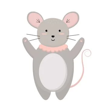 A cute cartoon vector grey mouse art Stock Illustration