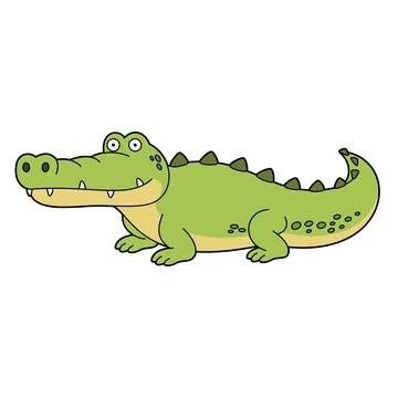 Cute cartoon vector illustration of an alligator or a crocodile isolated on.. Stock Illustration