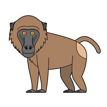 Cute cartoon vector illustration of a baboon isolated on white background Stock Illustration