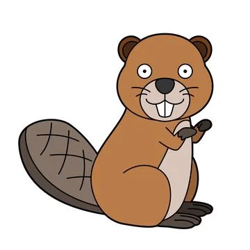 Cute cartoon vector illustration of a beaver isolated on white background Stock Illustration