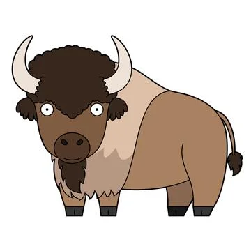 Cute cartoon vector illustration of a bison isolated on white background Stock Illustration